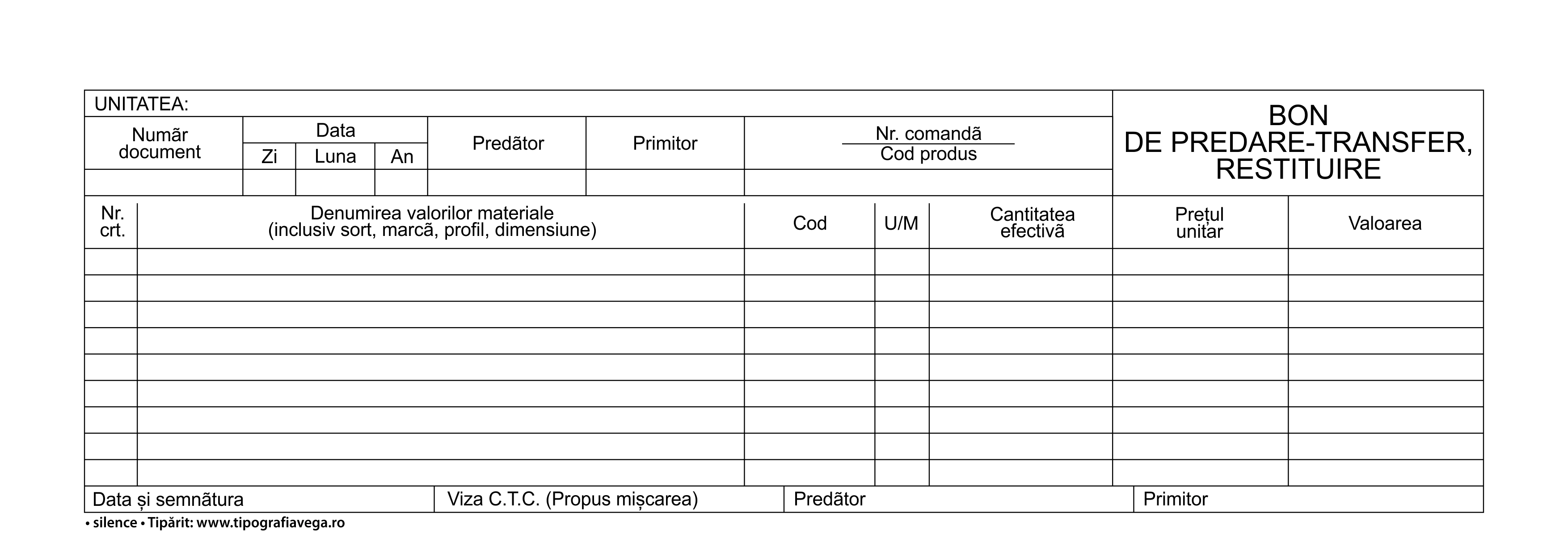 Bon predare-transfer-restituire autocopiativ A5 SILENCE® — detaliu 3