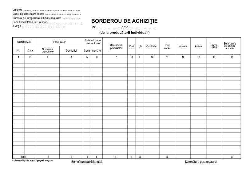 Borderou achiziții A4 SILENCE® — detaliu 2