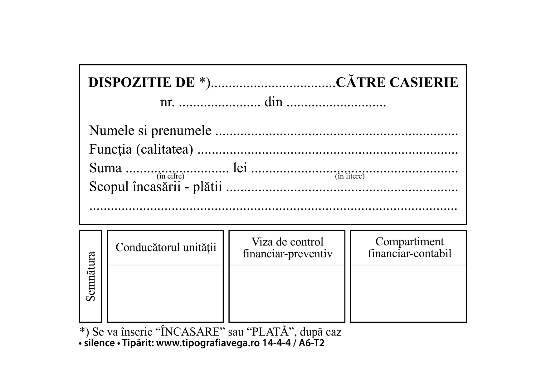 Dispoziție către casierie A6 SILENCE® — detaliu 2