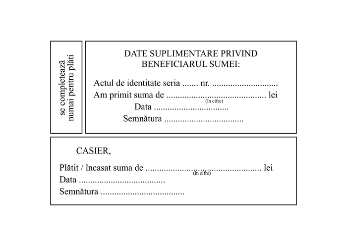 Dispoziție către casierie A6 — detaliu 2