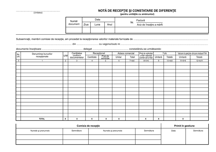 NIR cu TVA A4 — Tipografia Vega